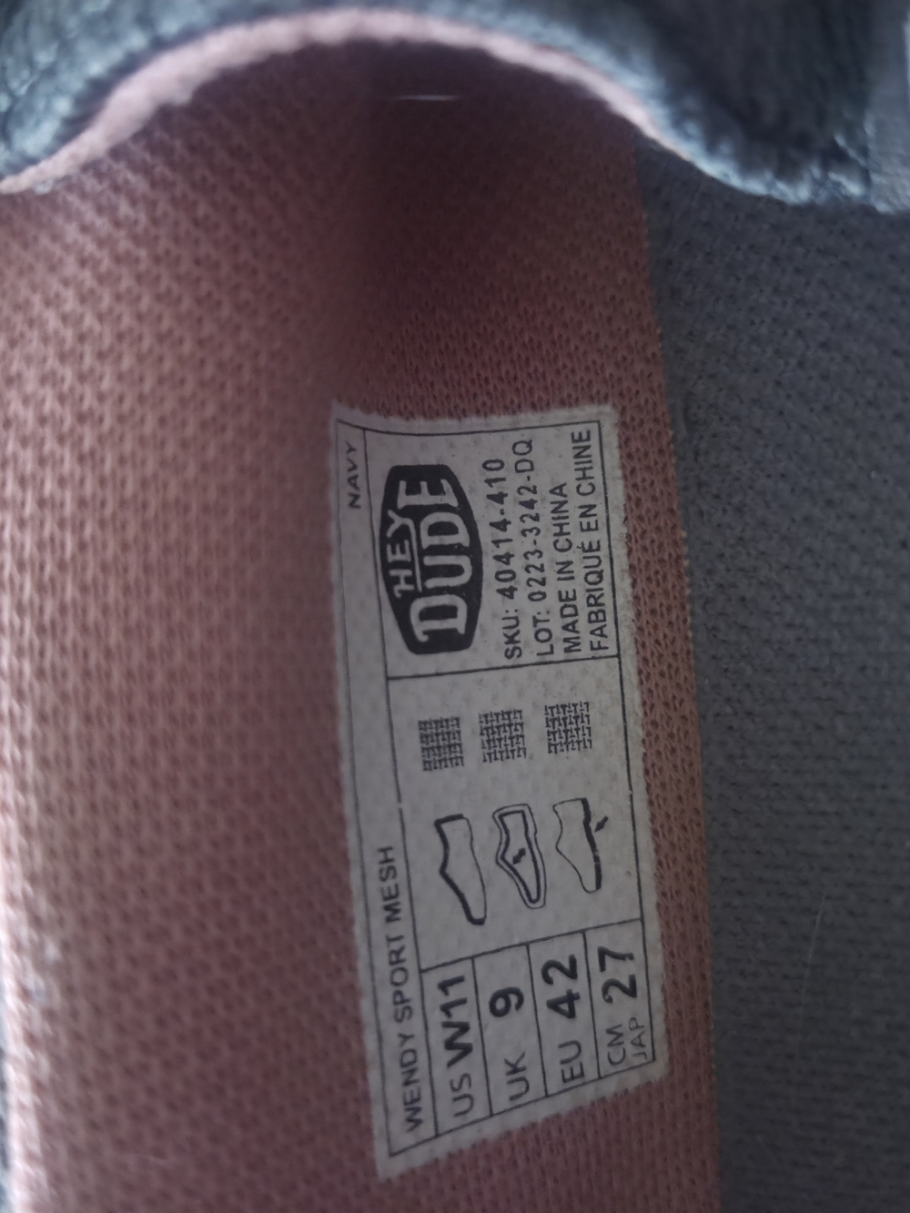 Hey Dude Women's Grey Canvas Slip-On Loafers with Pink Lining - Picture 6 of 6